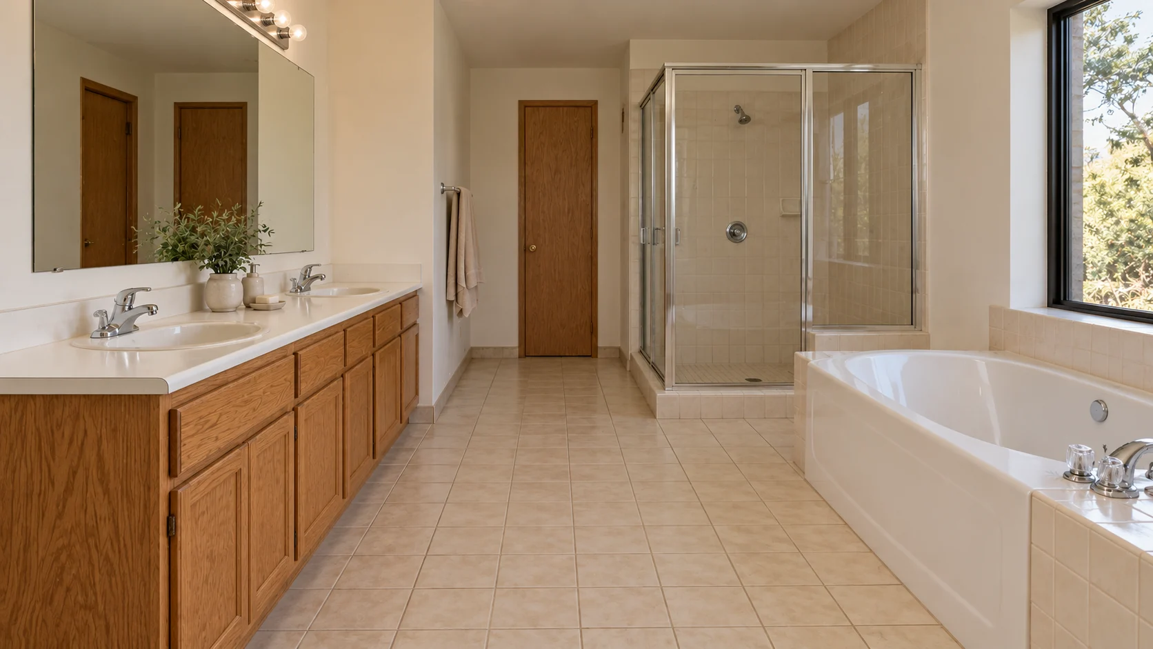 Before: same illustrative bathroom before renovation